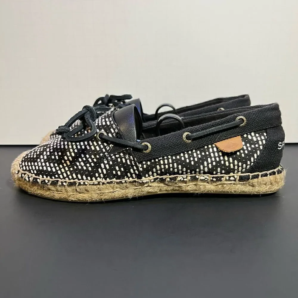 Womens SPERRY Top Sider Espadrilles Black Flat Shoes / Size 6.5 Medium